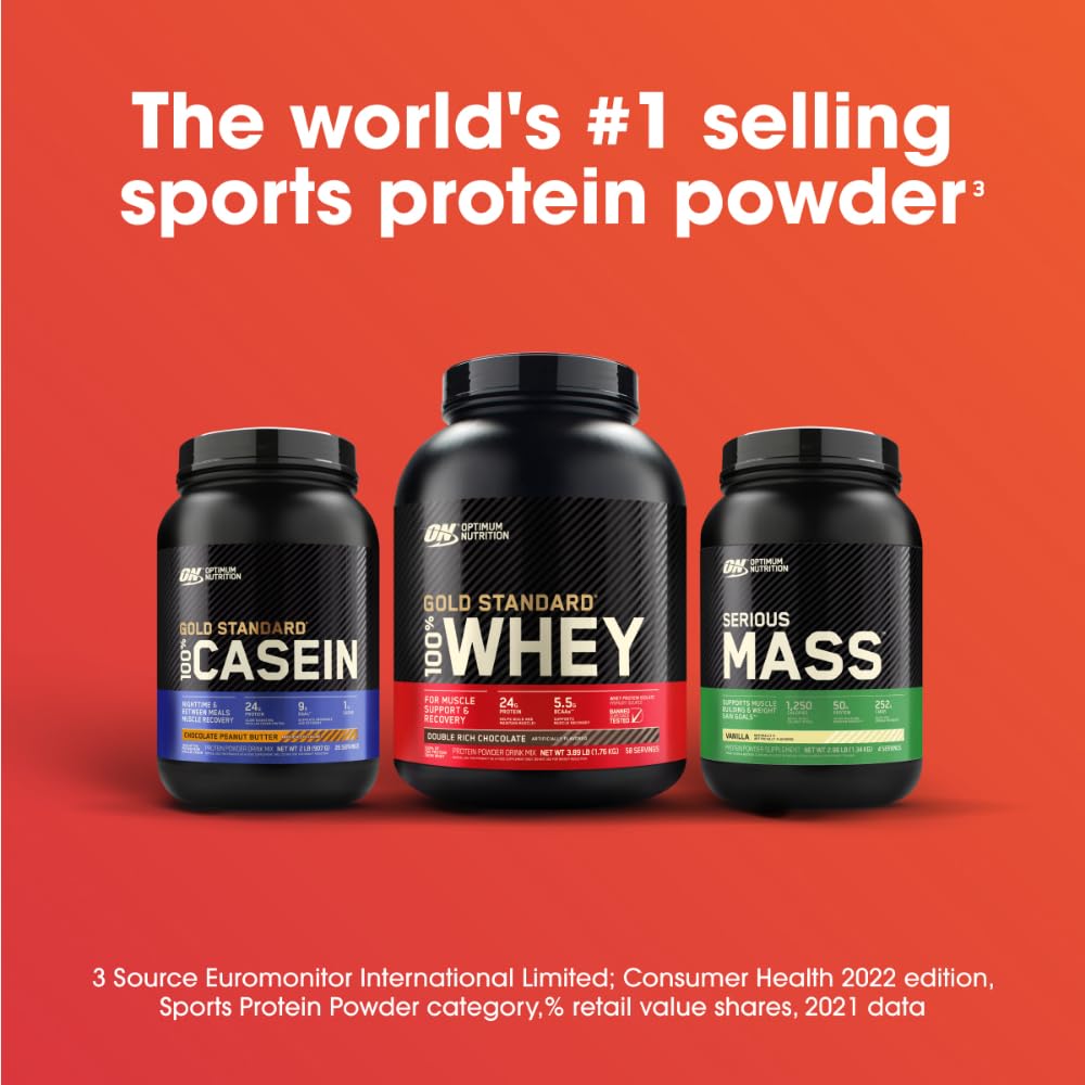 Optimum Nutrition Serious Mass bottle close-up highlighting packaging and flavor appeal