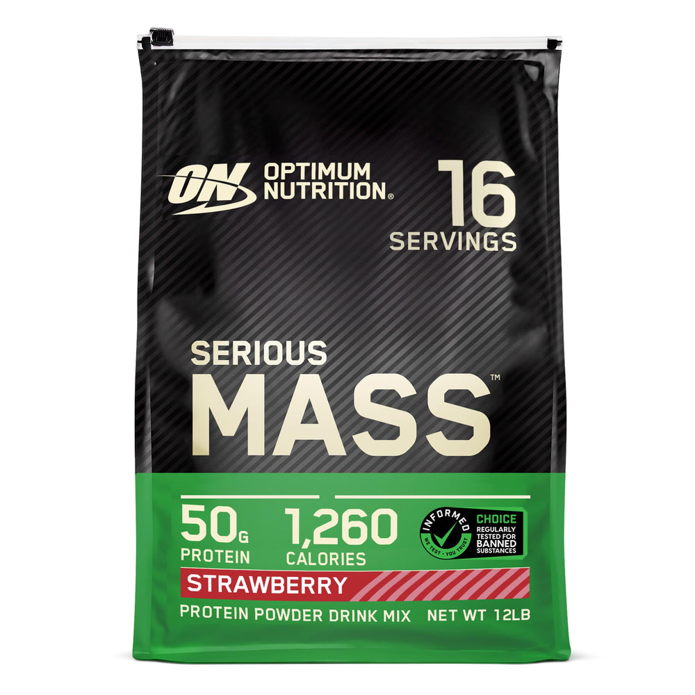 Optimum Nutrition Serious Mass bottle front view highlighting product name and volume