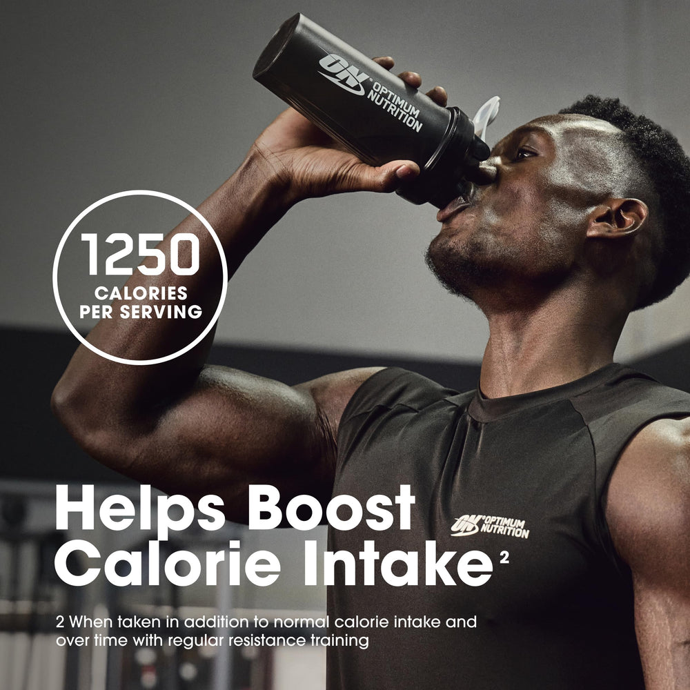 Optimum Nutrition Serious Mass ingredients panel highlights creatine and vitamins.