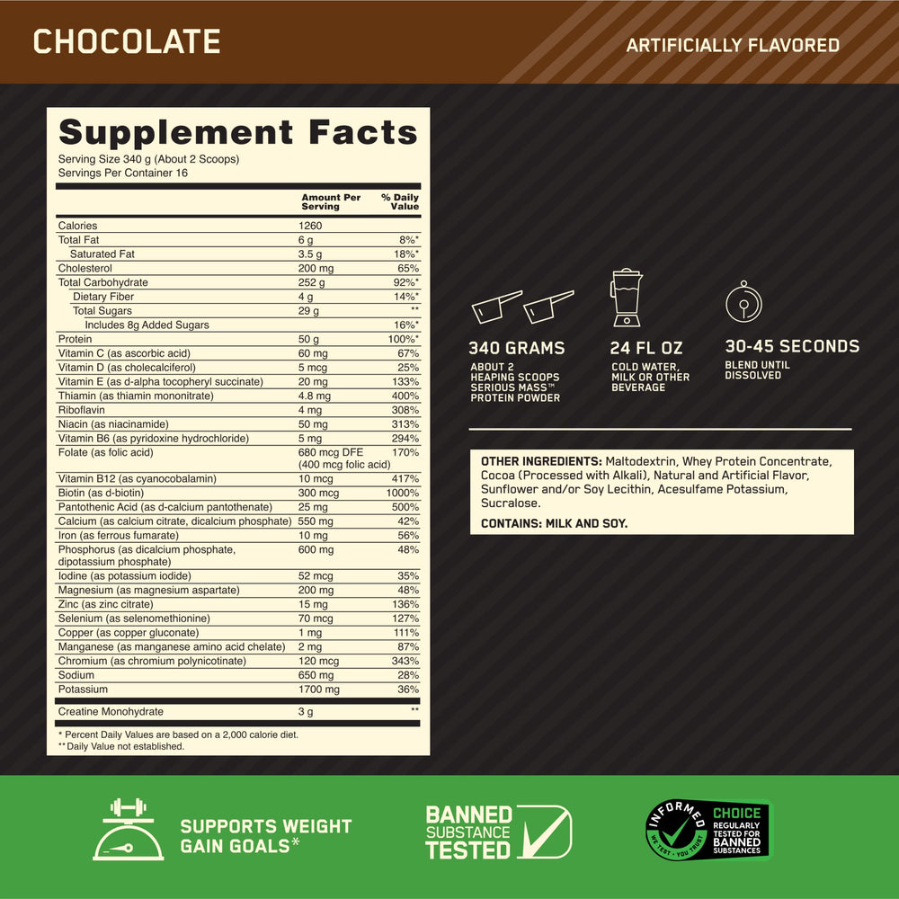 Optimum Nutrition Serious Mass serving scoop for precise portions.