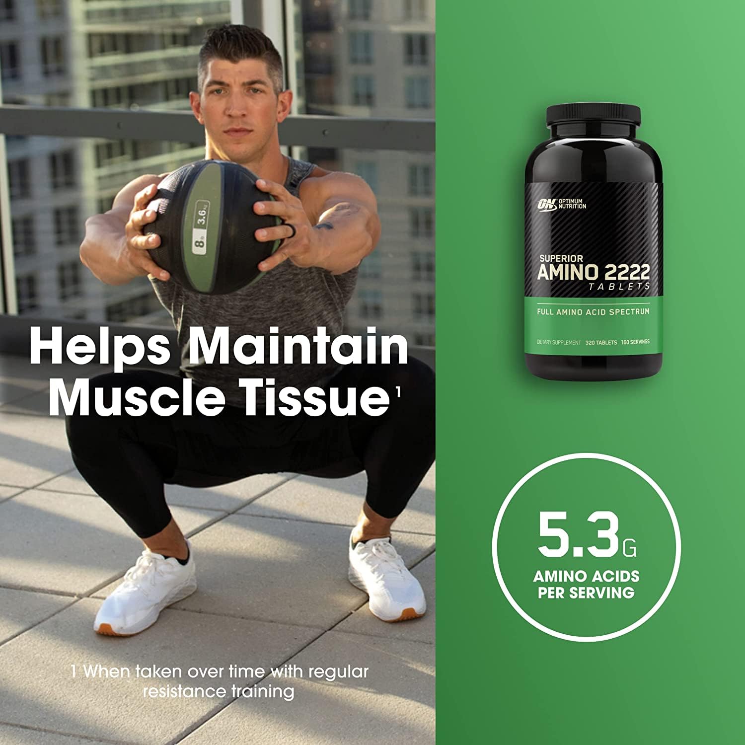 Serving size guide illustration for daily amino intake.