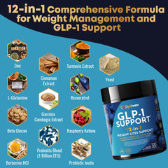Optiwav GLP-1 Support label detail and 12-in-1 blend
