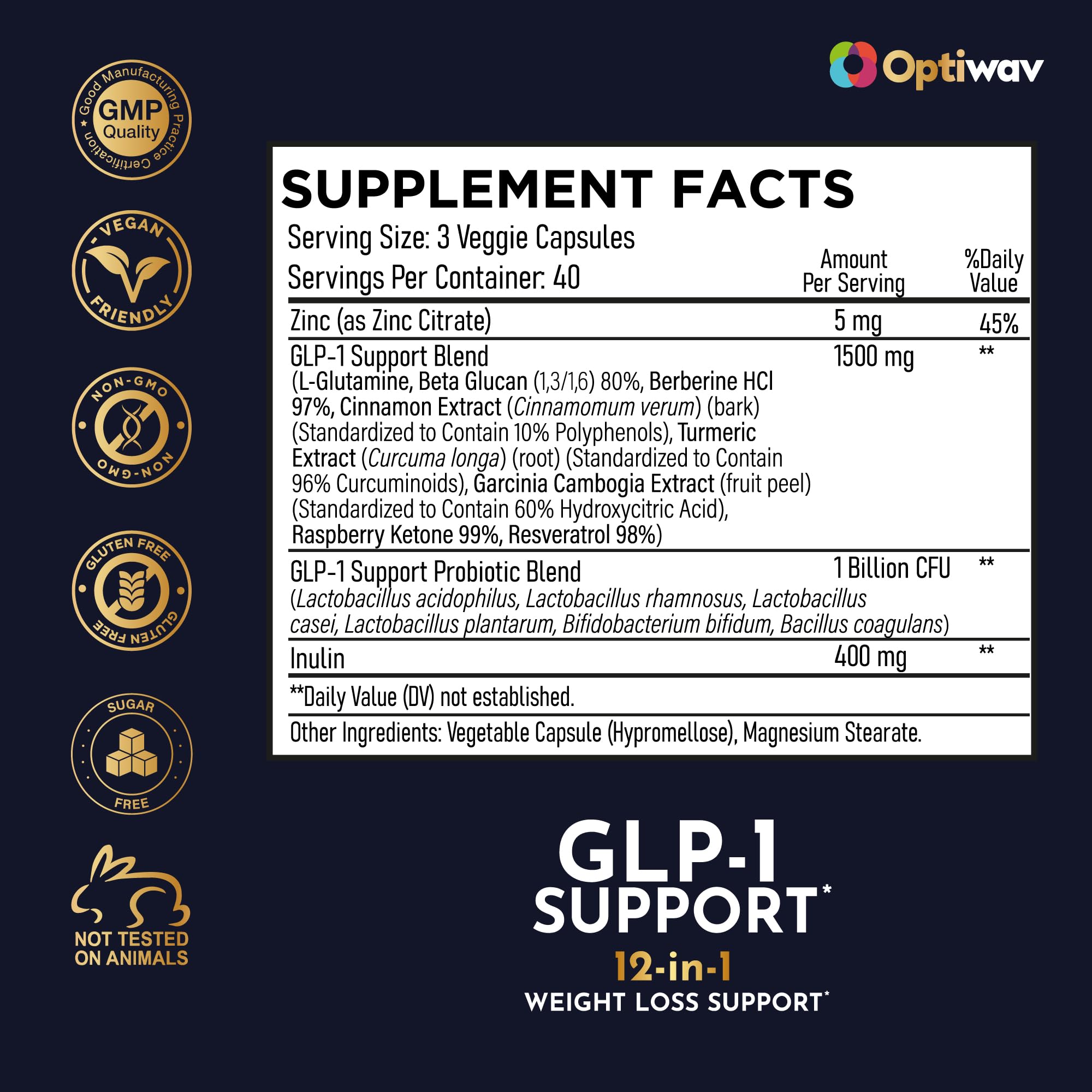 Optiwav GLP-1 Support packaging on counter