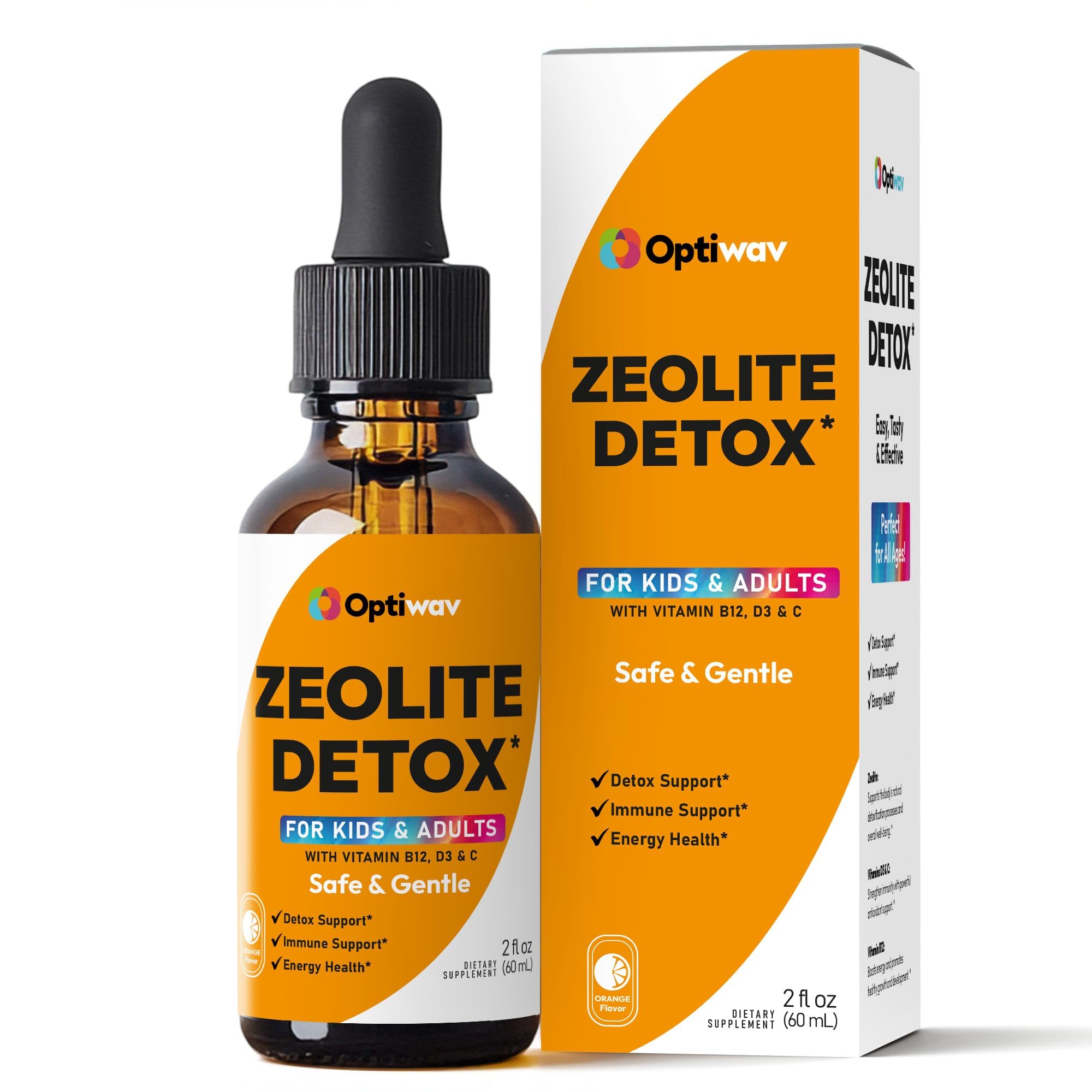 Optiwav Zeolite Detox Drops bottle cap close-up for easy daily dosing.
