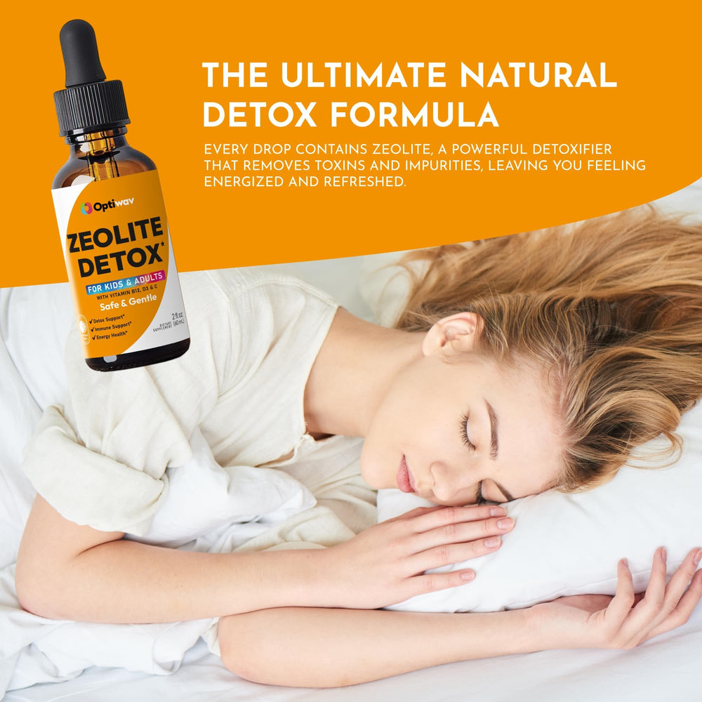 Optiwav Zeolite Detox Drops for kids dosing in juice or water.