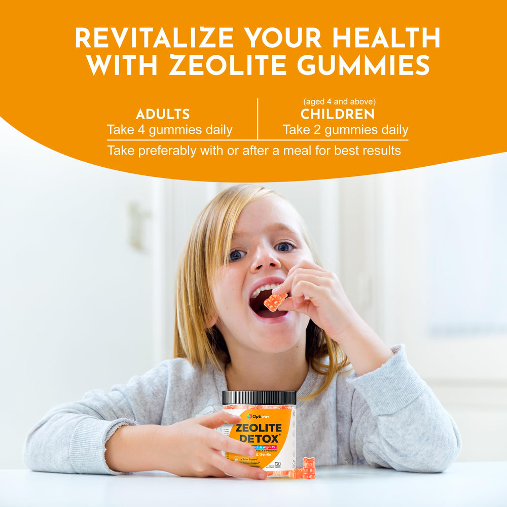 Optiwav Zeolite Detox Gummies gluten-free label on packaging