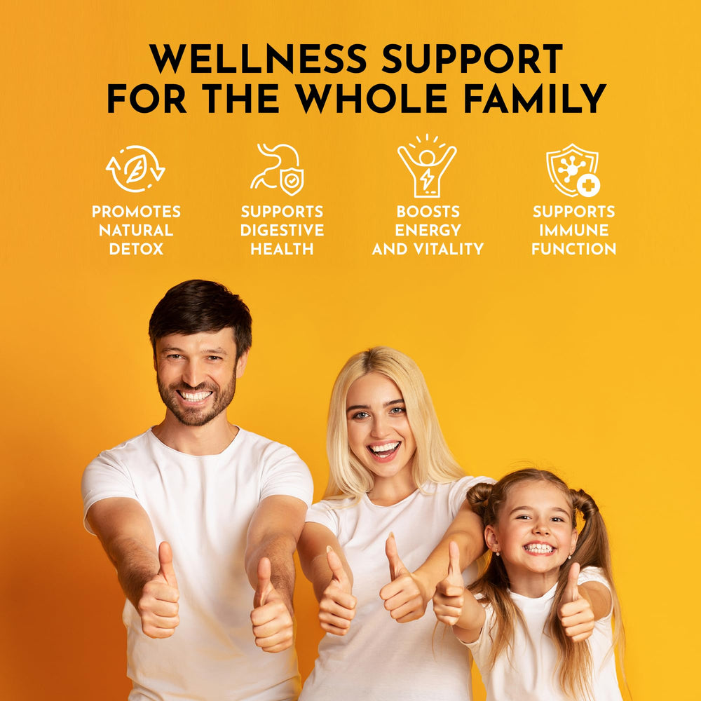Serving guidance for Optiwav Zeolite Detox Gummies for kids and adults