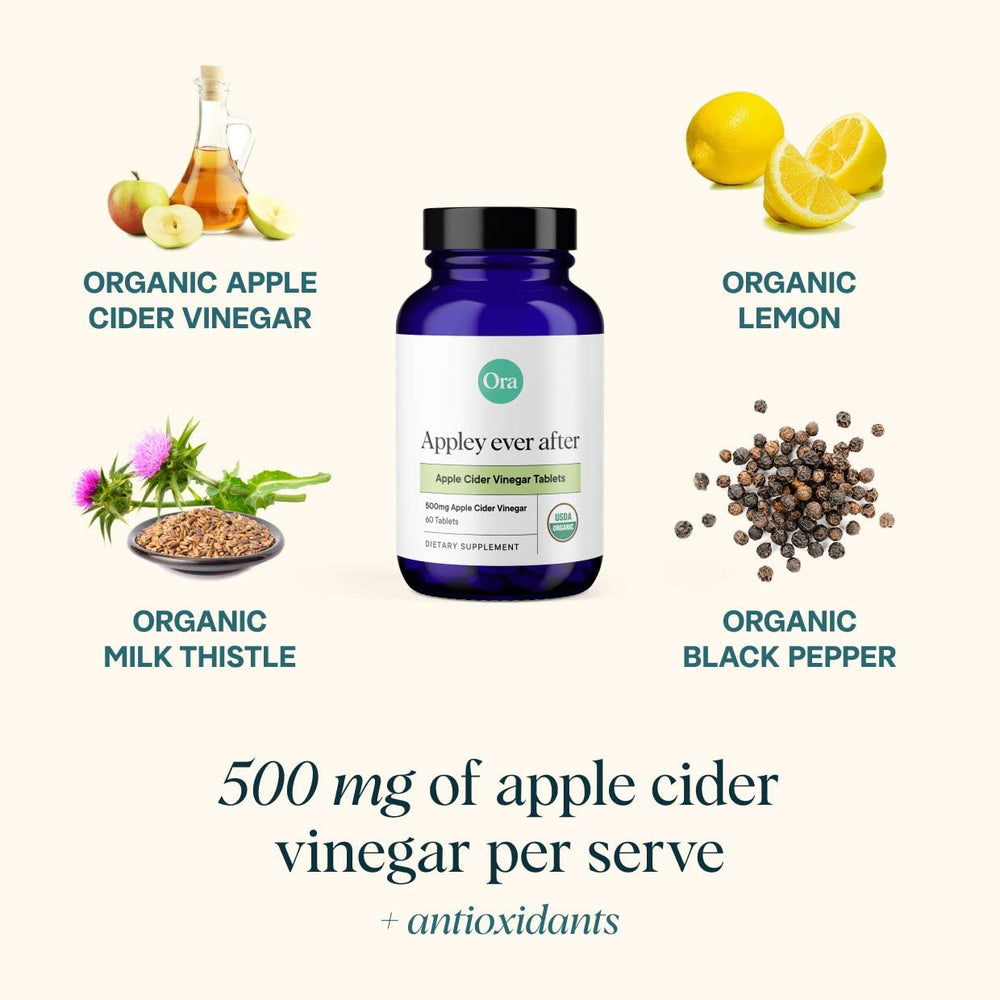 Ora Organic ACV pills close-up of tablets for easy daily intake.
