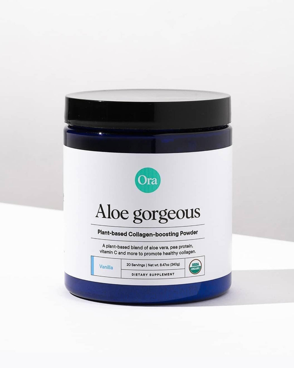 Ora Organic Aloe Gorgeous ingredients chart highlights clean vegan nutrition.