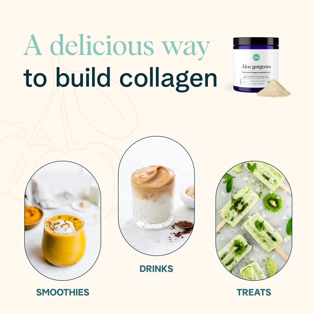 Ora Organic Aloe Gorgeous vanilla flavor bottle ready to blend into smoothies.