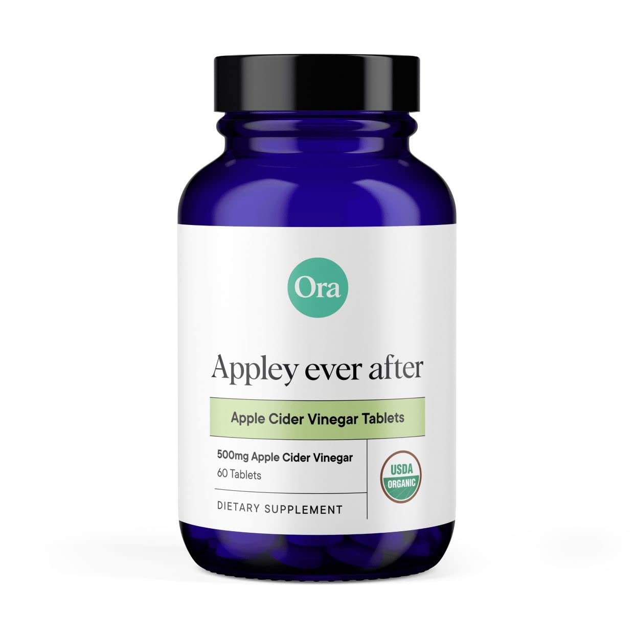 Ora Organic Apple Cider Vinegar Pills bottle on kitchen counter supporting detox.