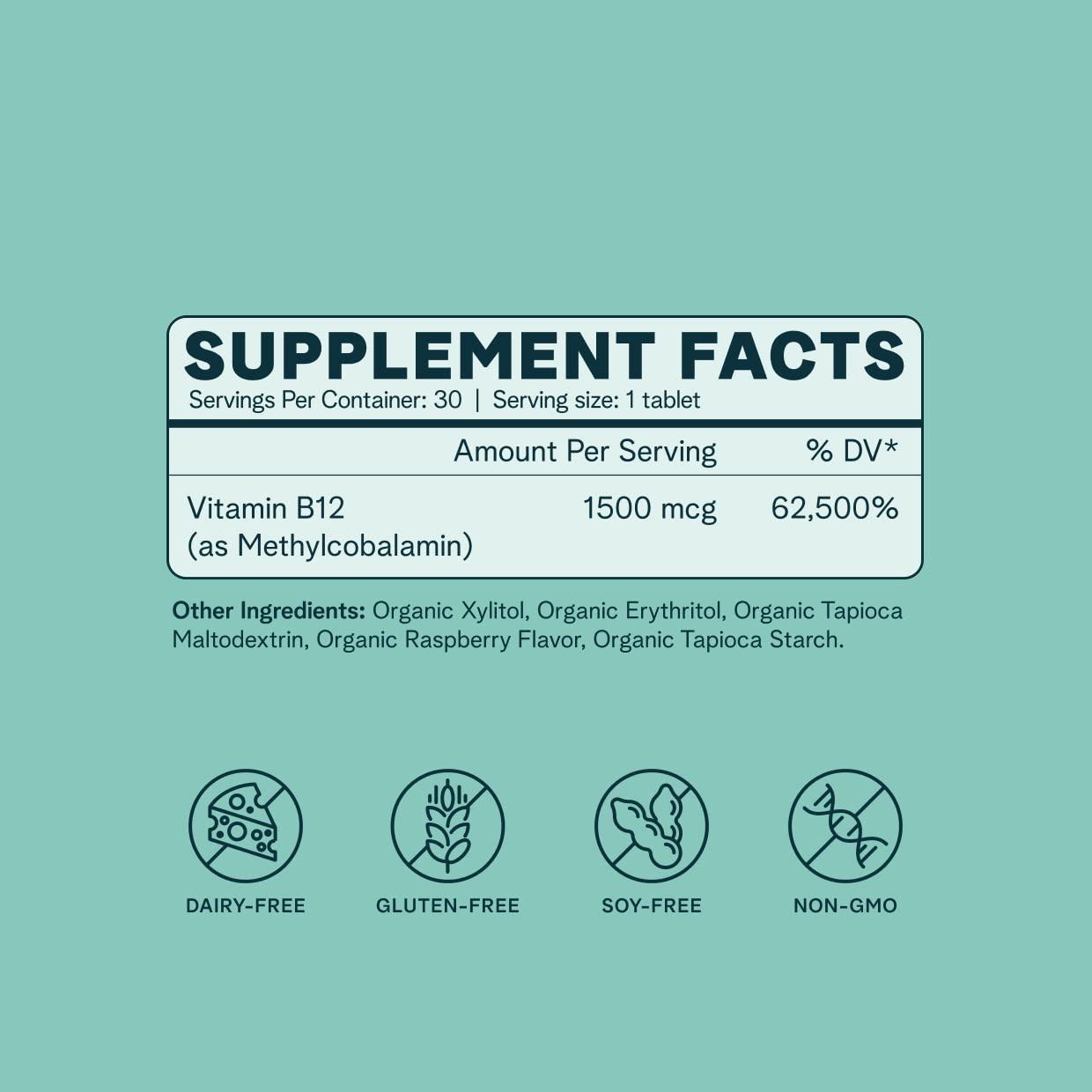 Raspberry flavor graphics on Ora Organic B12 packaging indicating tasty intake