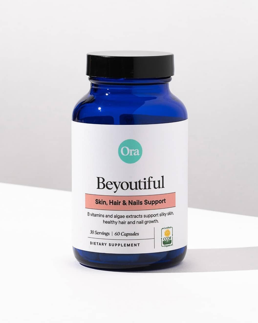 Ora Organic Beyoutiful capsule layout suggesting an easy daily routine for hair skin nails