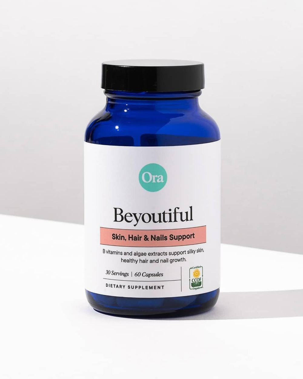 Ora Organic Beyoutiful capsule layout suggesting an easy daily routine for hair skin nails