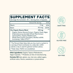 Ora Organic Beyoutiful label emphasizing organic sourcing for clean beauty ingredients