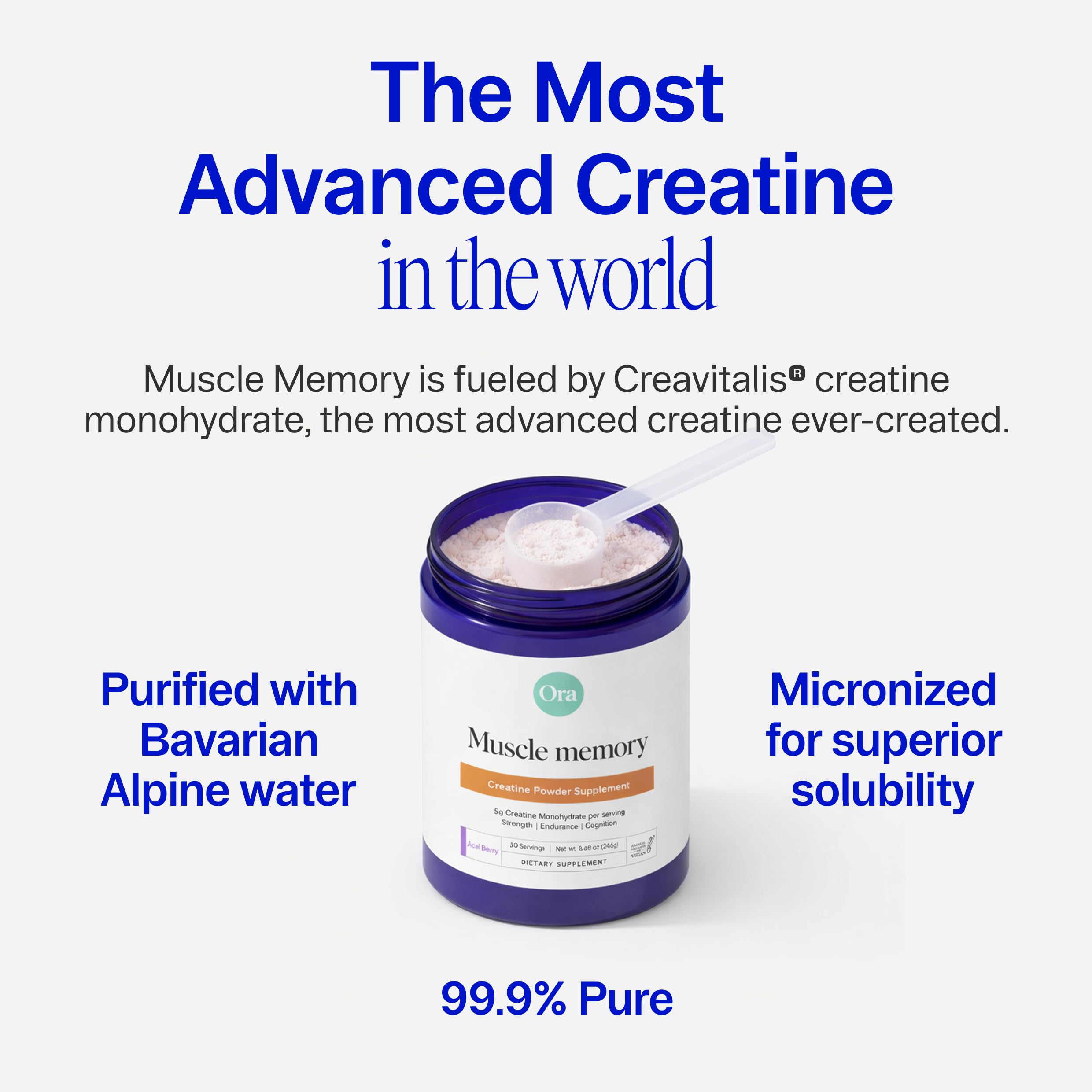 Ora Organic Creatine Monohydrate Acai Berry flavor dissolves clear in water.