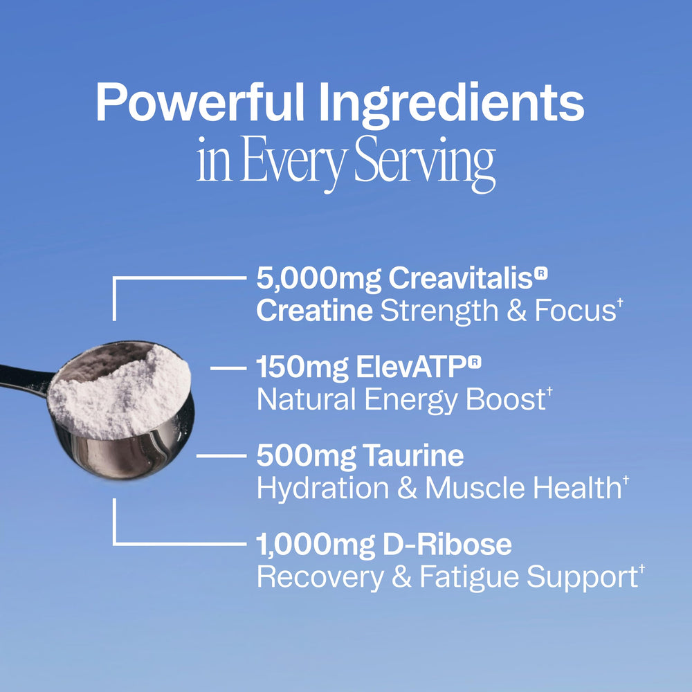 Ora Organic Creatine Monohydrate with elevATP for natural energy support during workouts.