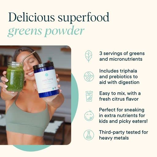 Ora Organic Greens Powder packaging highlighting USDA Organic and Non-GMO status.