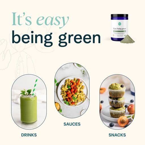 Ora Organic Greens Powder being poured into a citrus-tinted drink for flavor.
