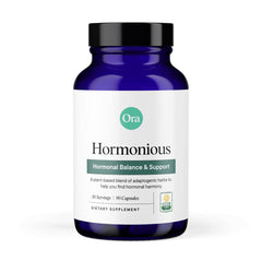 Ora Organic Hormone Balance bottle front promoting daily balance and wellness.
