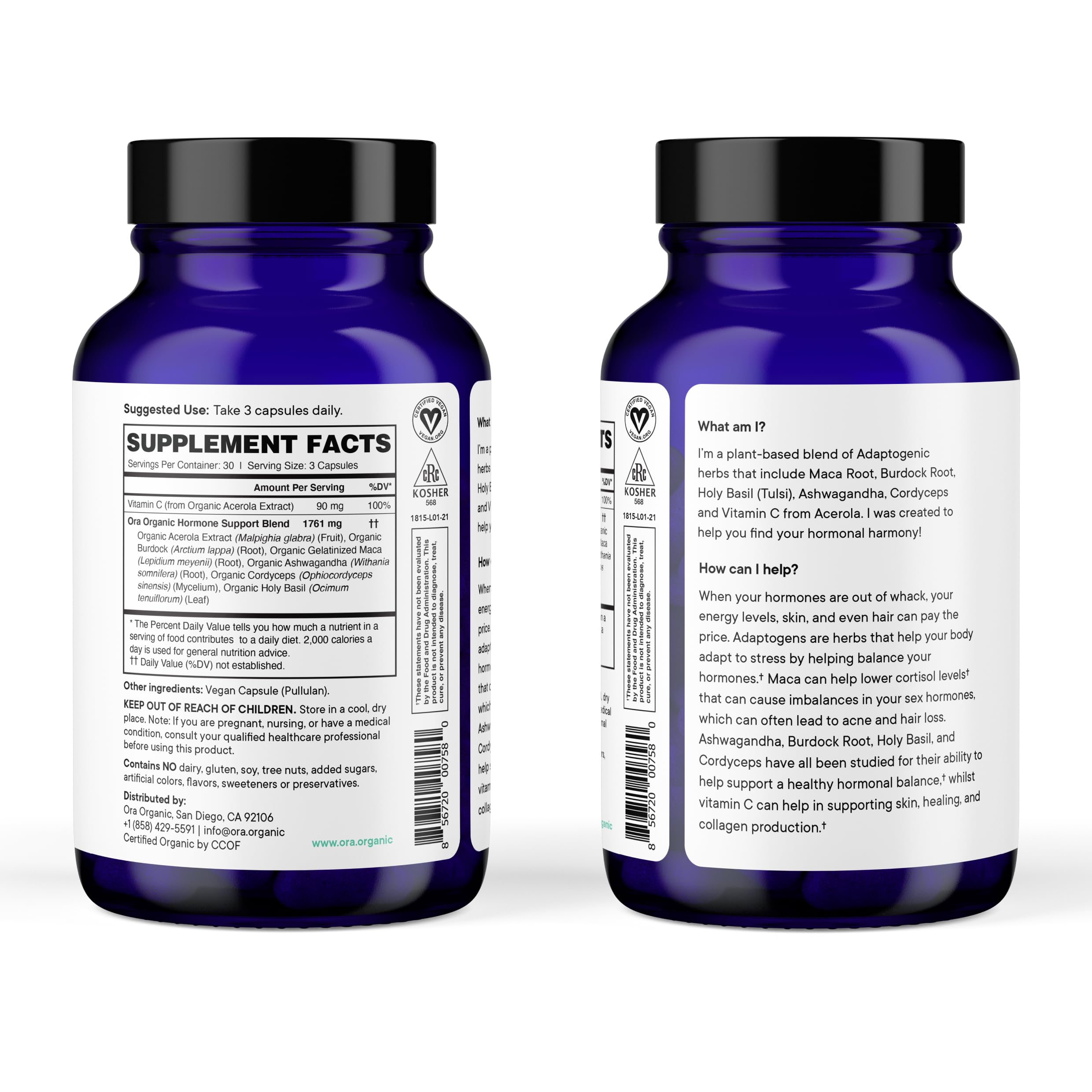Ora Organic Hormone Balance maca roots signaling hormonal balance support.