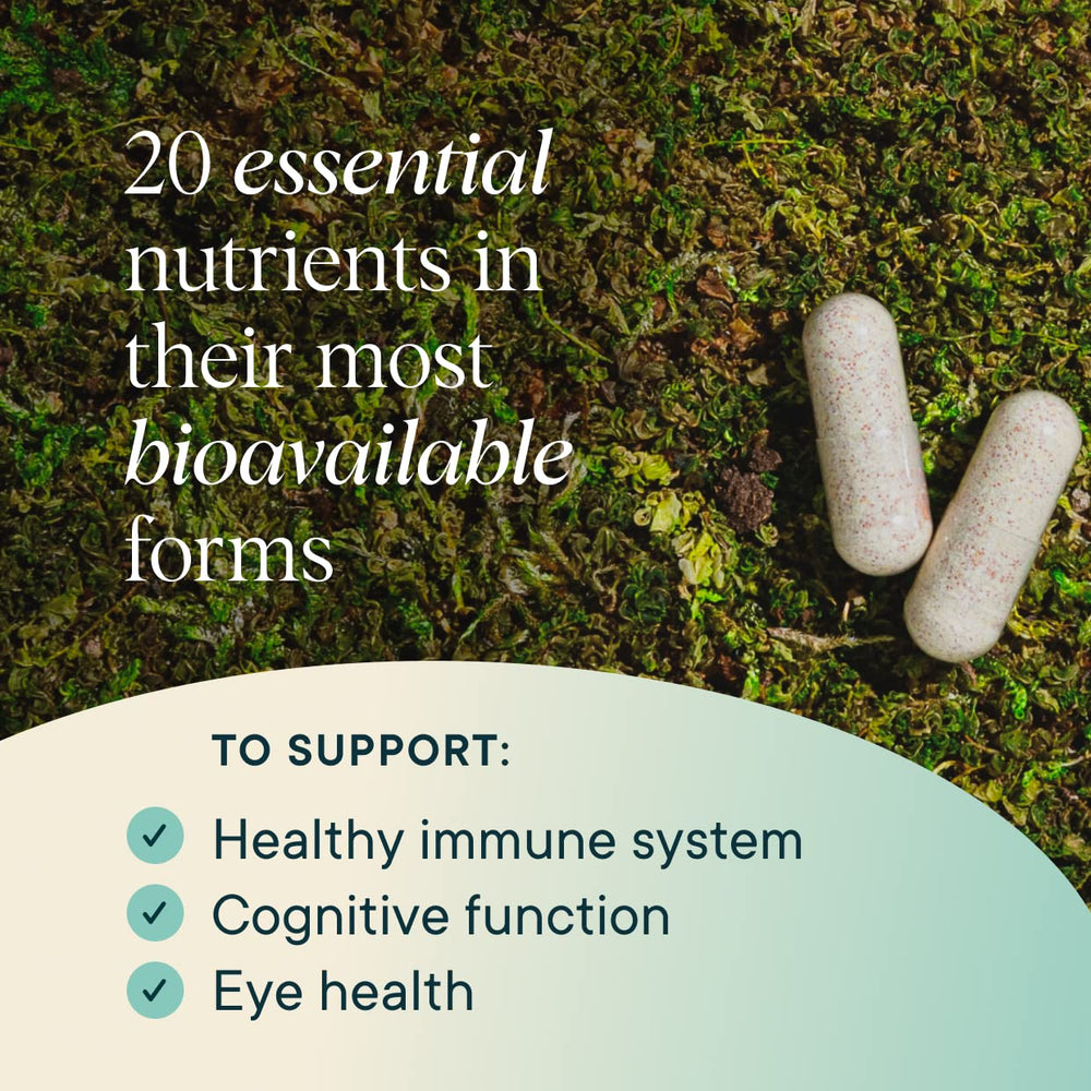 Ora Organic Modern Multi capsules lined up for daily use.
