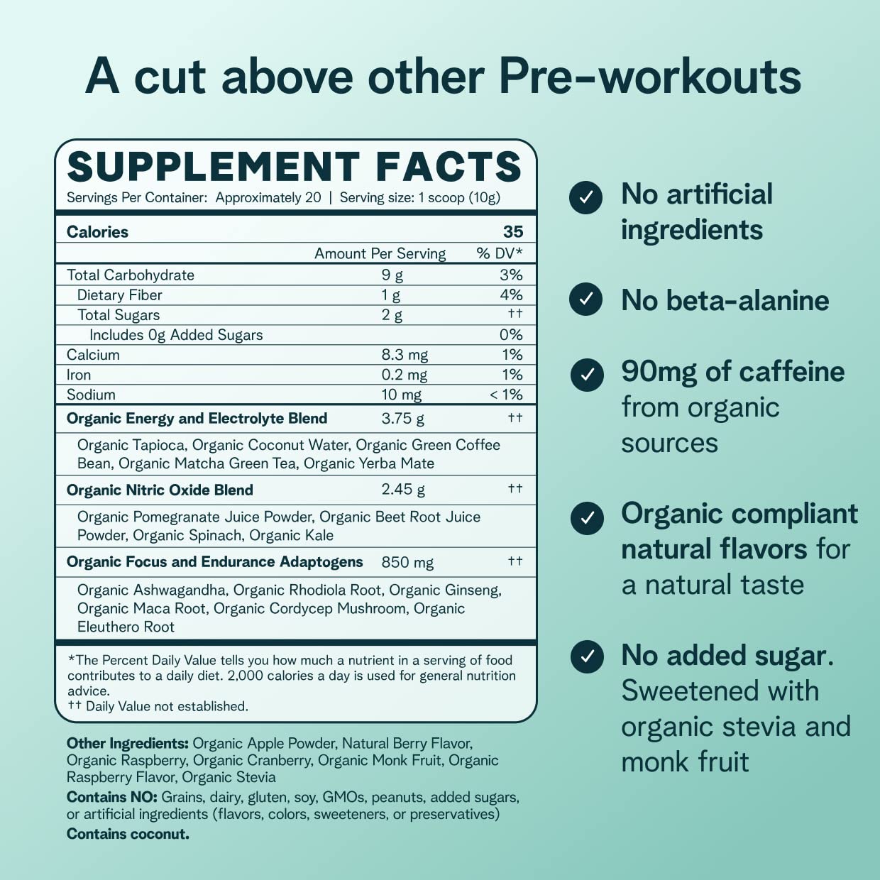 Glass of prepared Ora Organic Pre Workout Berry Beet shows drink ready