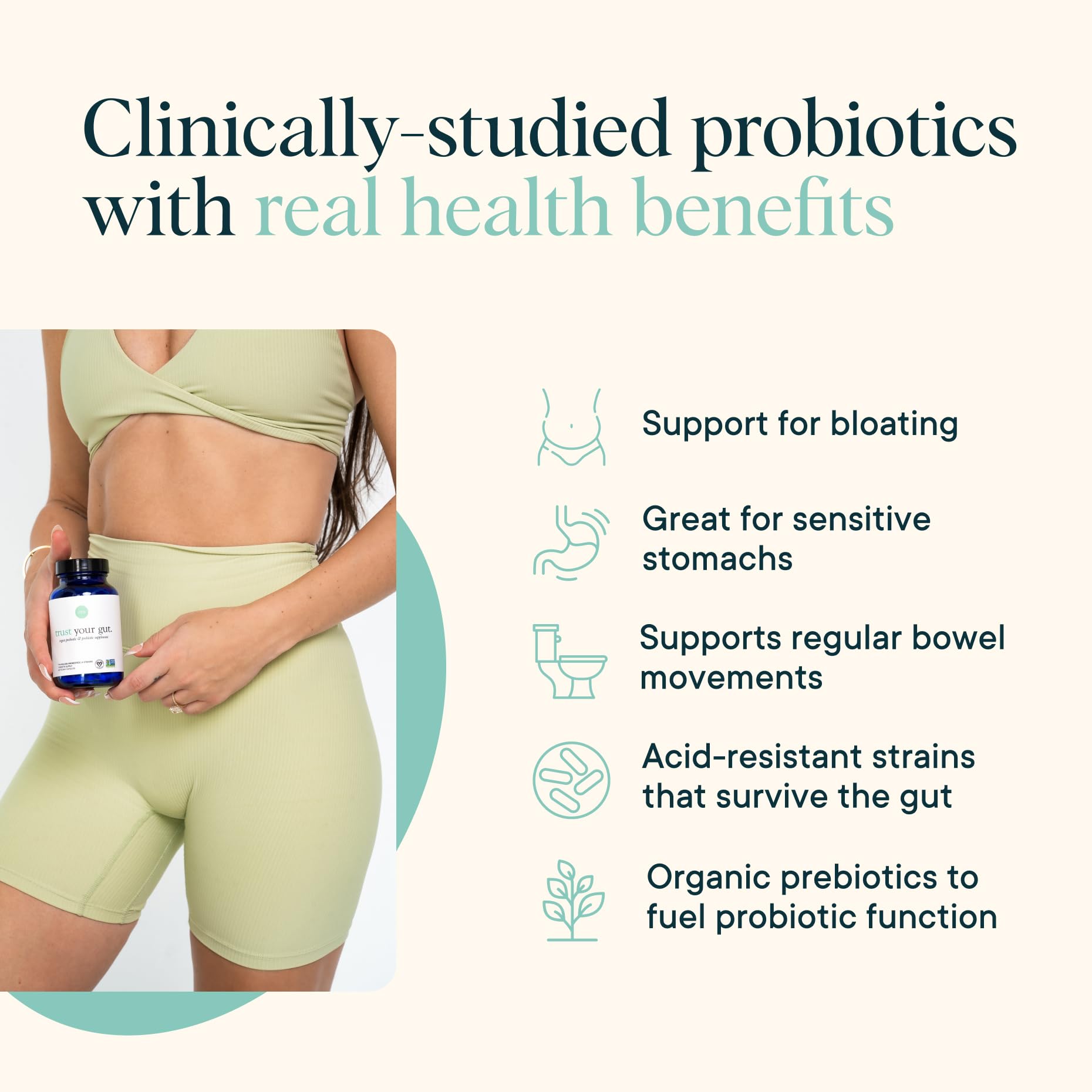 Ora Organic Probiotics capsules, vegan pullulan, designed for stomach-friendly delivery