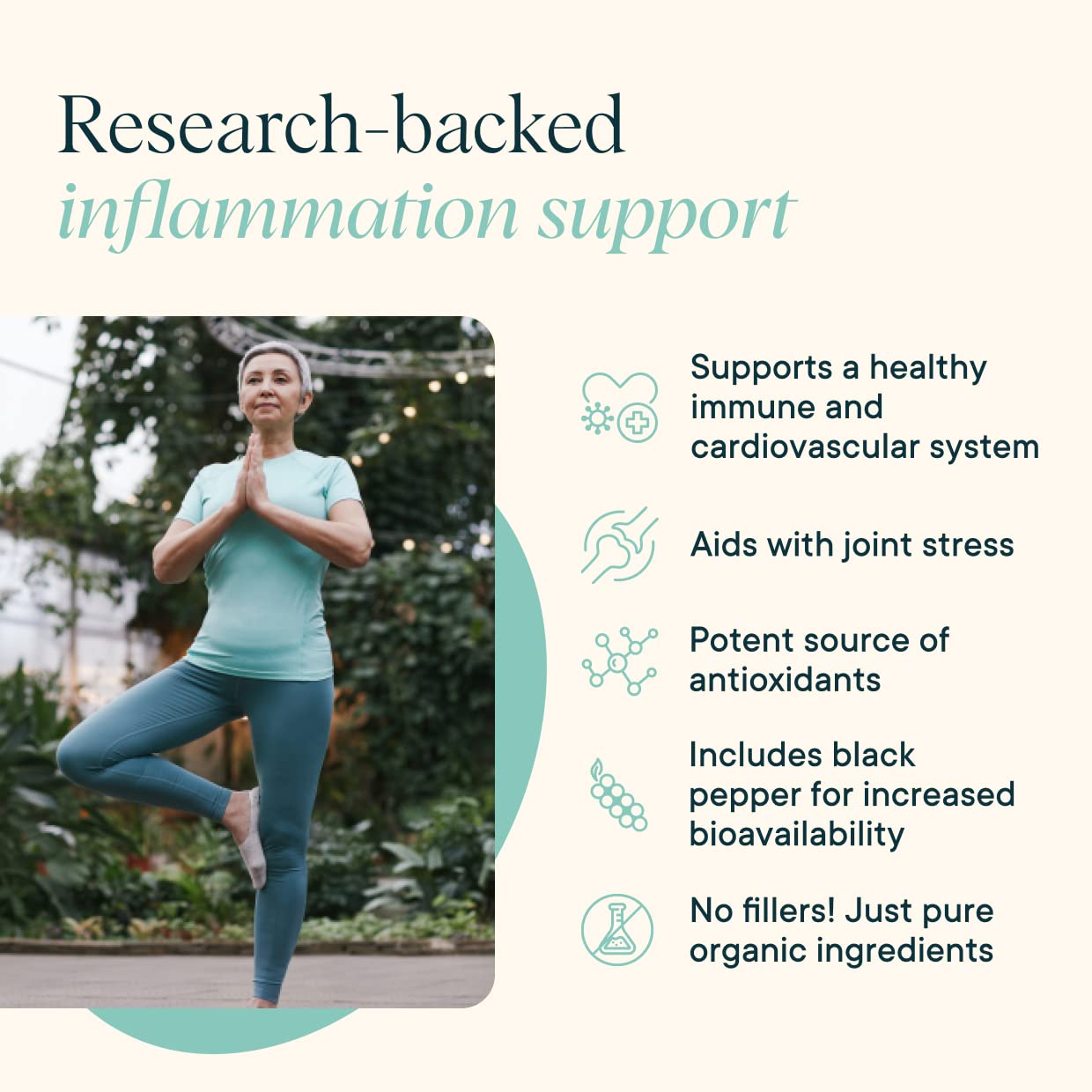 Ora Organic Turmeric Curcumin tablets pour into a hand for daily routine.
