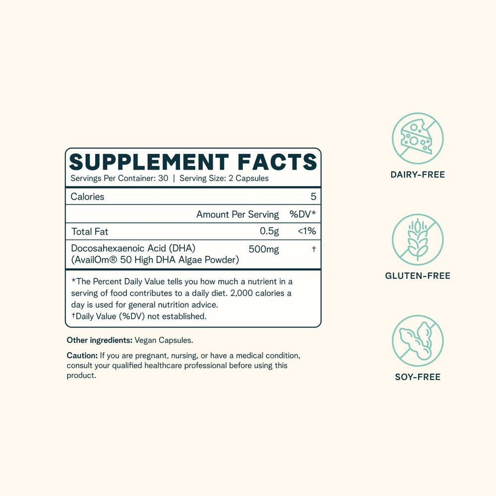 Ora Organic vegan omega3 algae dha: algae-derived dha boosts memory and eye health.