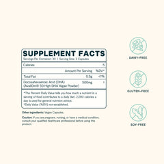 Ora Organic vegan omega3 algae dha: algae-derived dha boosts memory and eye health.