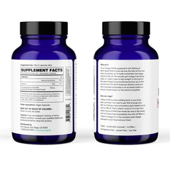 Ora Organic vegan omega3 label zoom: clear nutrient info and sustainable sourcing.