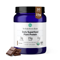 Ora Organic vegan protein powder chocolate container fuels workouts