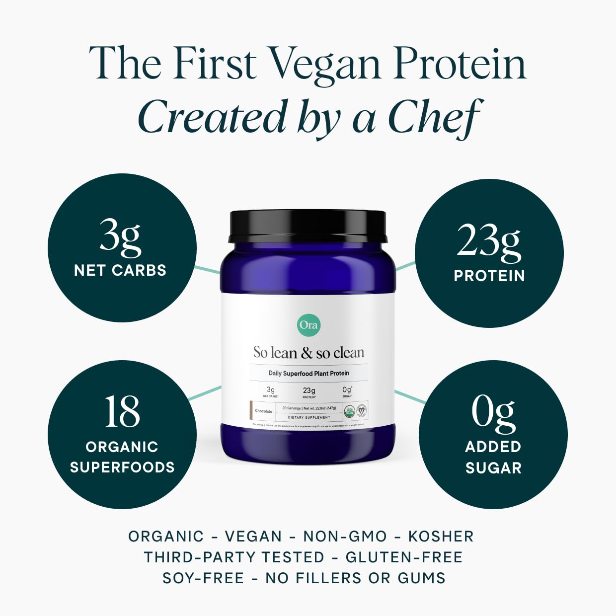 Scoop with Ora Organic protein powder chocolate ready for precise servings