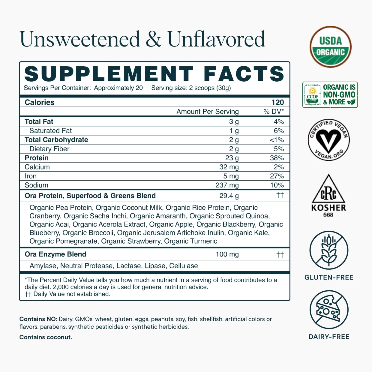 Kitchen counter with Ora Organic protein powder for daily use