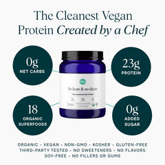 Ora Organic vegan protein powder being poured into a glass