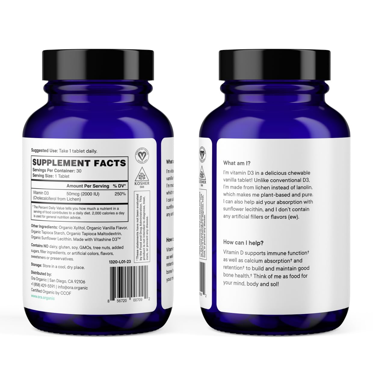 Ora Organic Vitamin D3 vanilla chewables texture suggests pleasant taste for easy daily use.