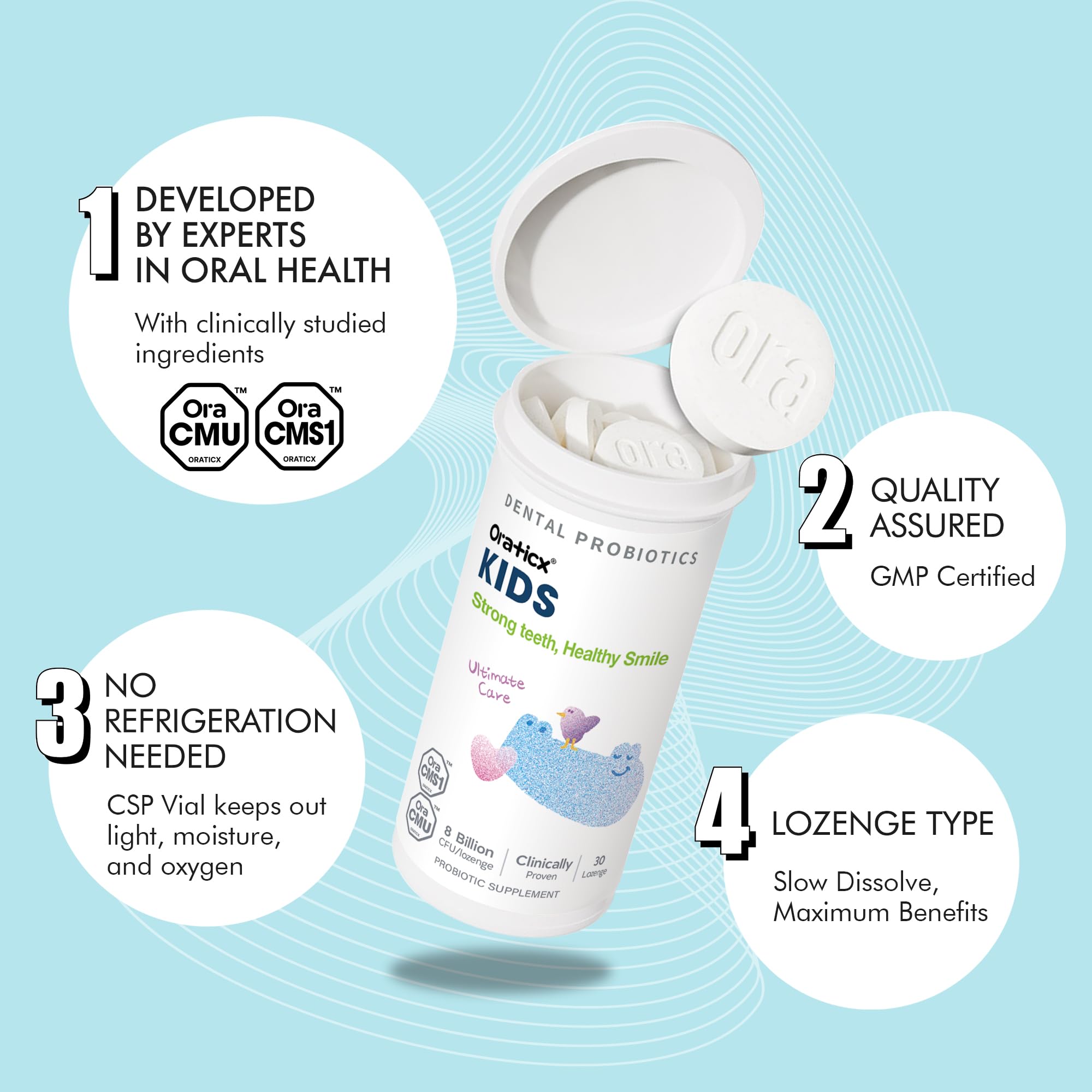 OraTicx yogurt-flavor tablet appealing to kids during brushing time