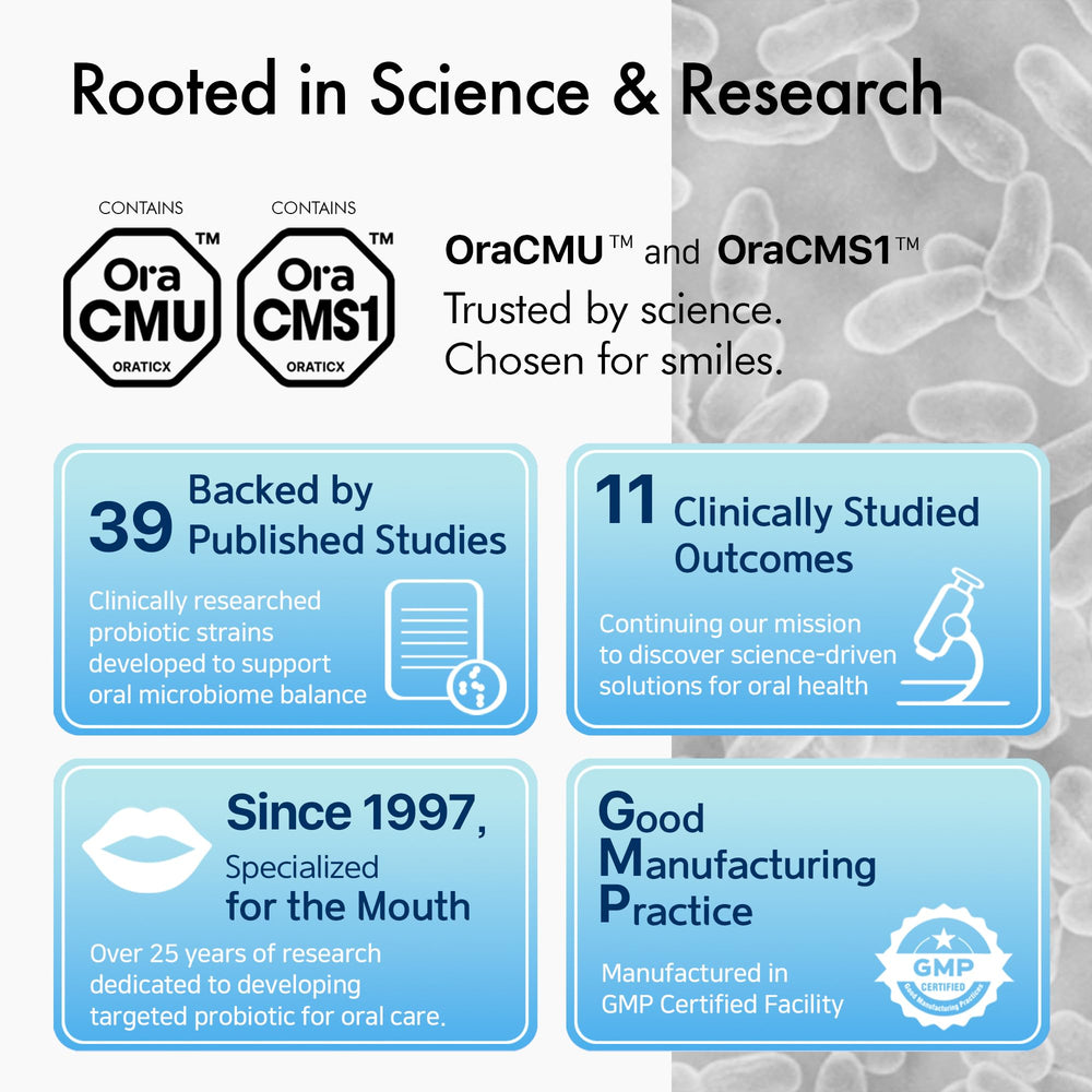 OraTicx ingredients oracmu oracms1 highlighted for targeted oral care