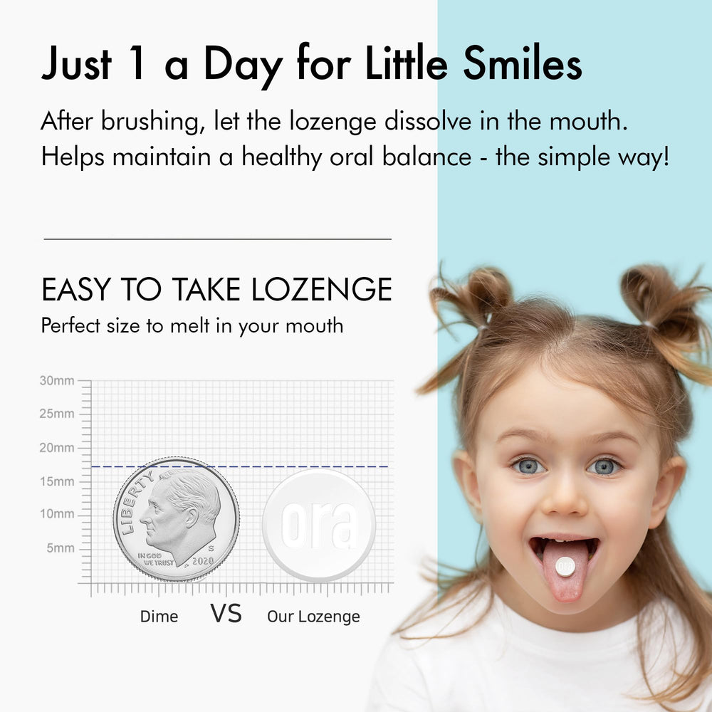 OraTicx Kids smiling child with probiotic routine emphasis