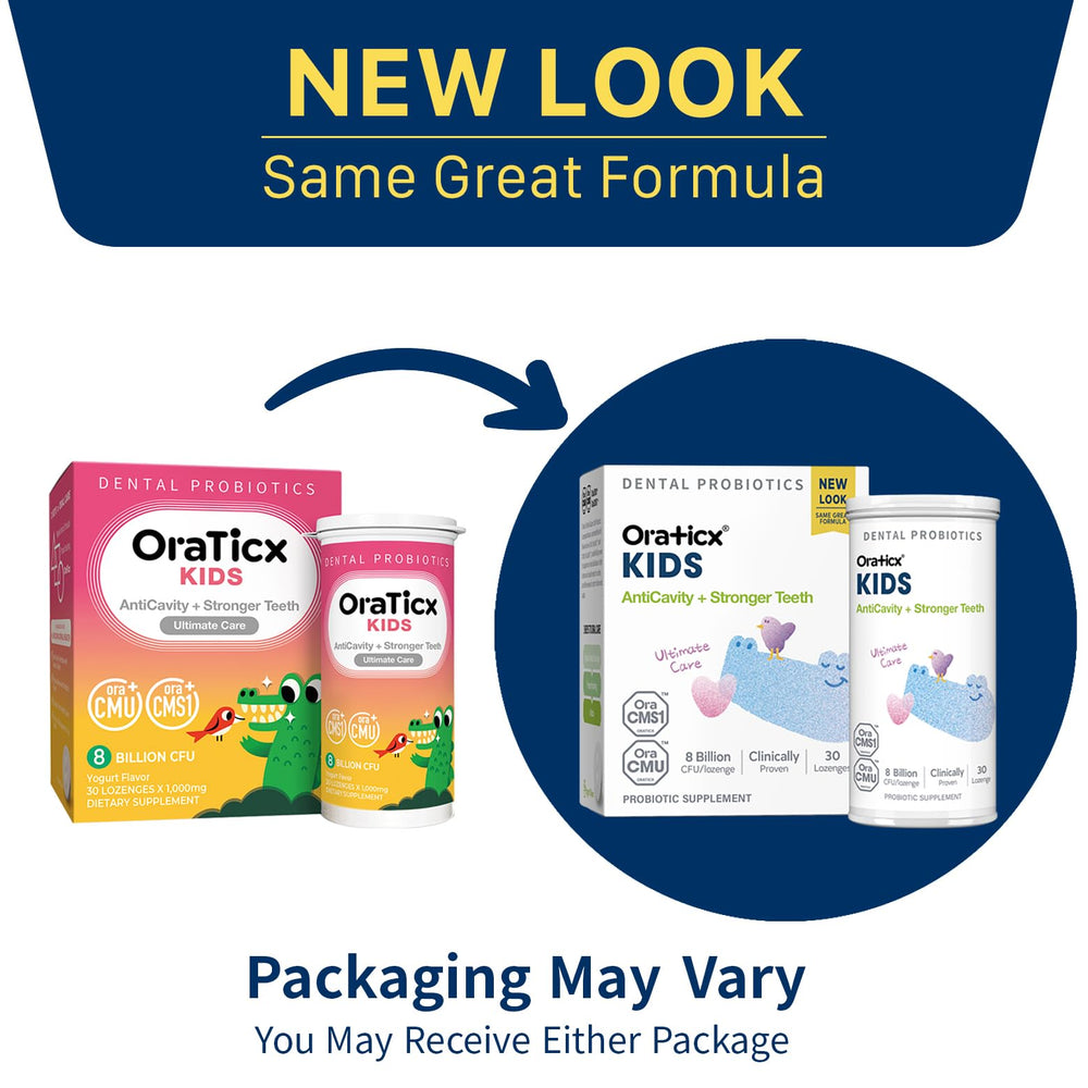 OraTicx Kids Dental Probiotics yogurt-flavored tablet adds enjoyment to daily oral care.