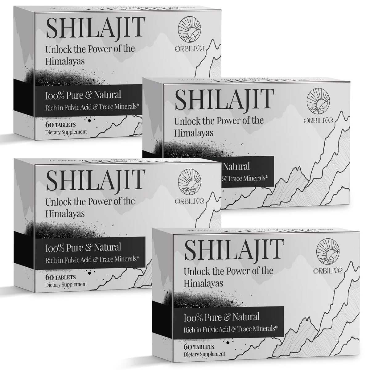 ORBILIVE Shilajit tablets bottle front view for daily energy support