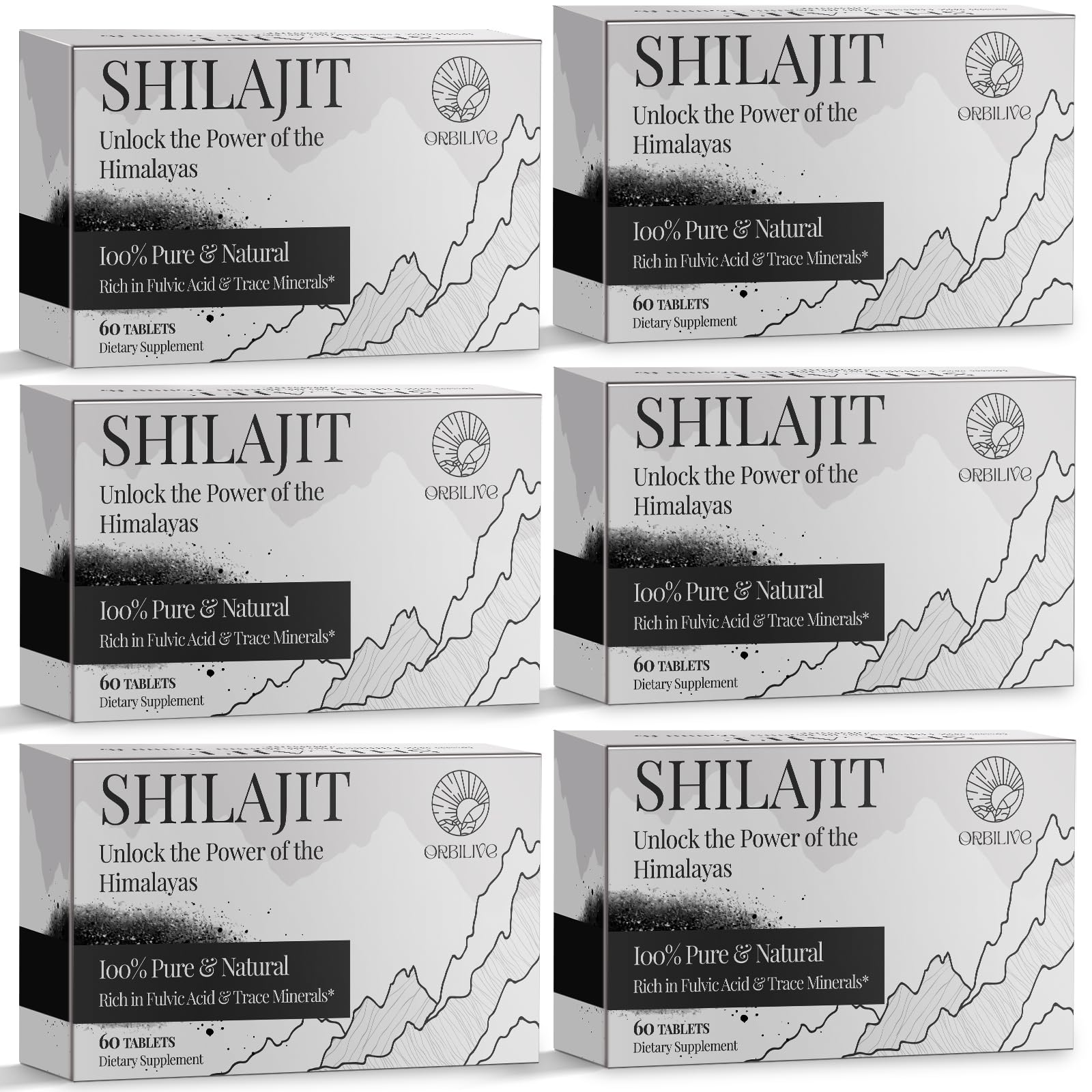 ORBILIVE Shilajit tablets bottle for on-the-go energy support.