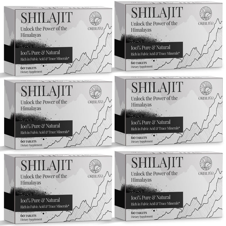 ORBILIVE Shilajit tablets bottle for on-the-go energy support.