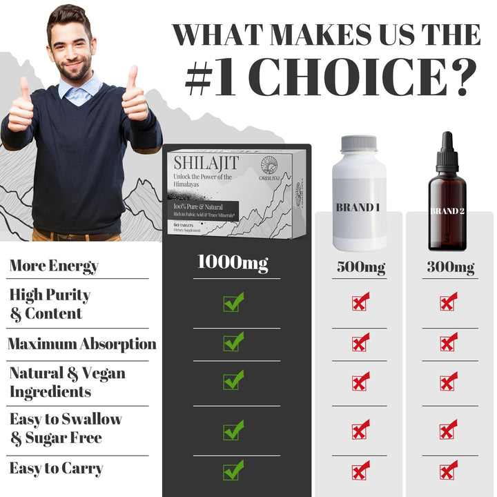 ORBILIVE Shilajit tablets energy booster for daily resilience.