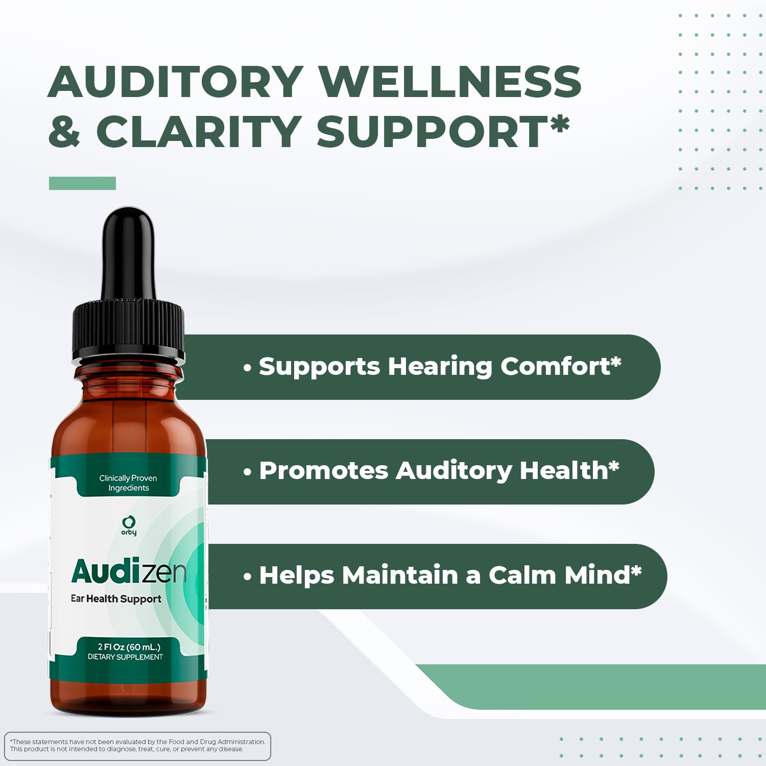 Orby Audizen Drops dropper enables direct dosing or dilution.