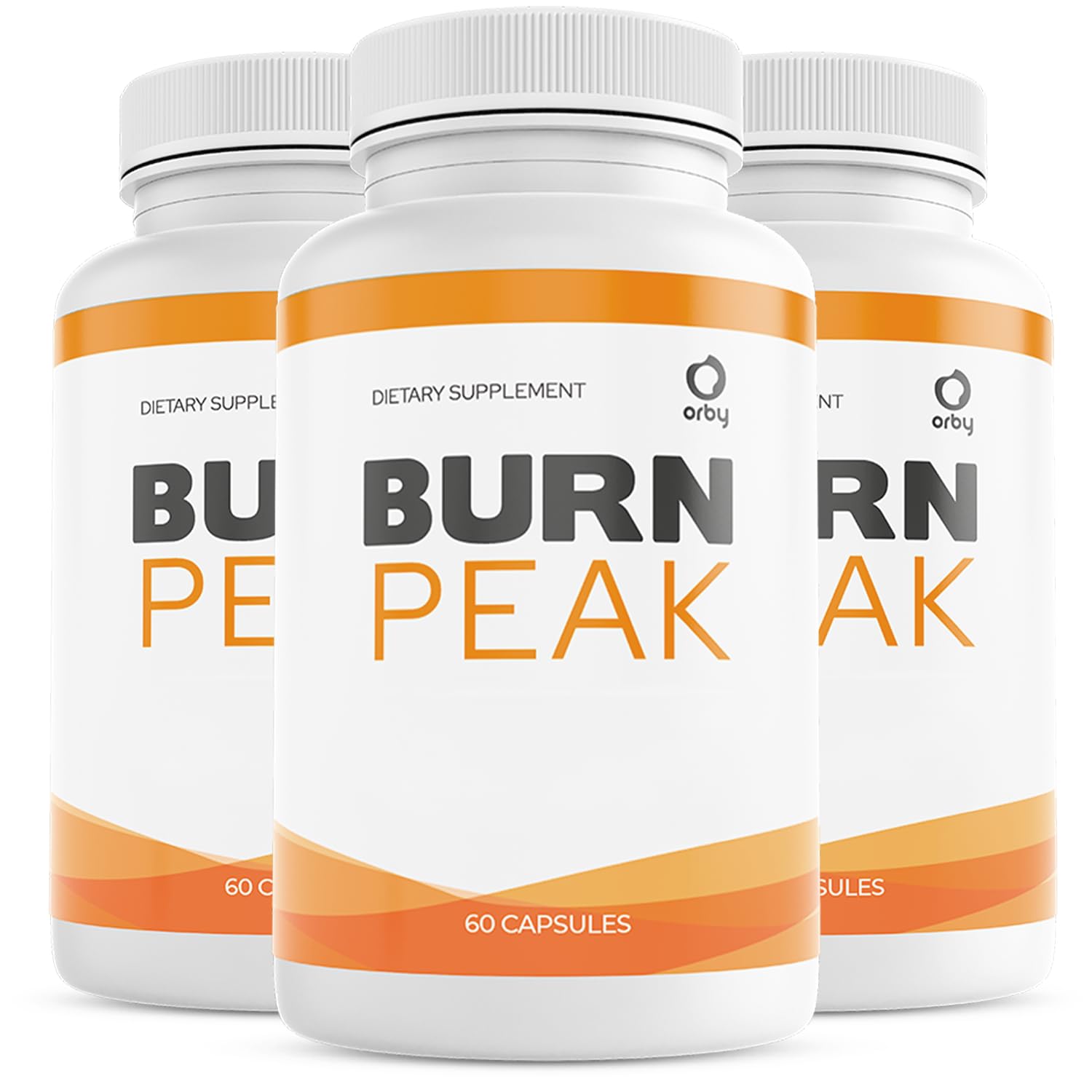 Orby BurnPeak bottle closeup showing natural ingredients for daily wellness
