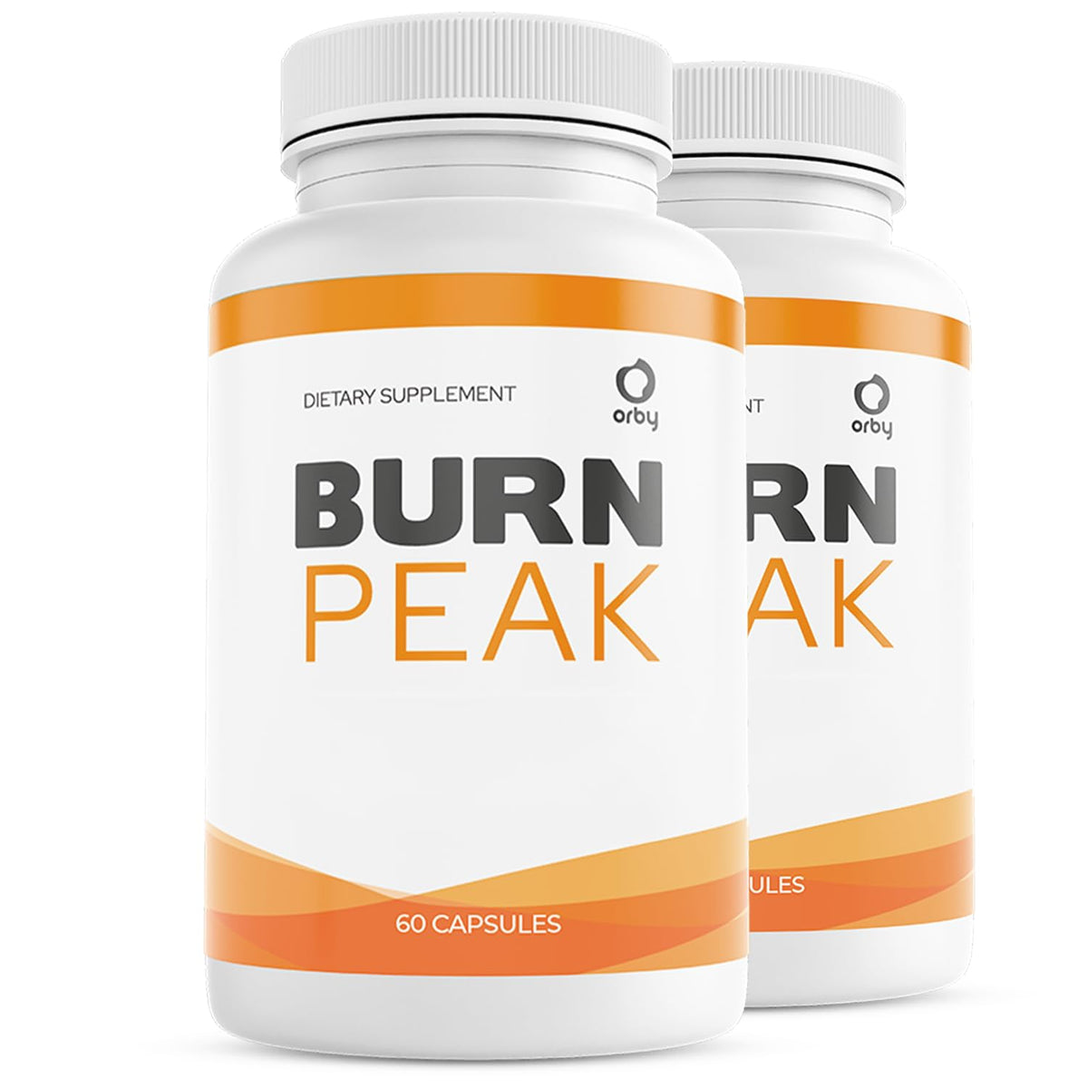 Orby BurnPeak bottle front with capsules, supports daily wellness.