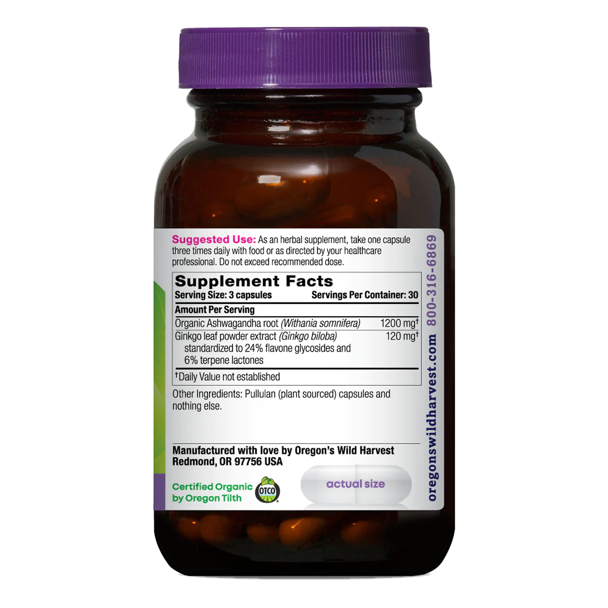 Oregon's Wild Harvest capsules bottle visual supports relaxing evenings and balanced energy.