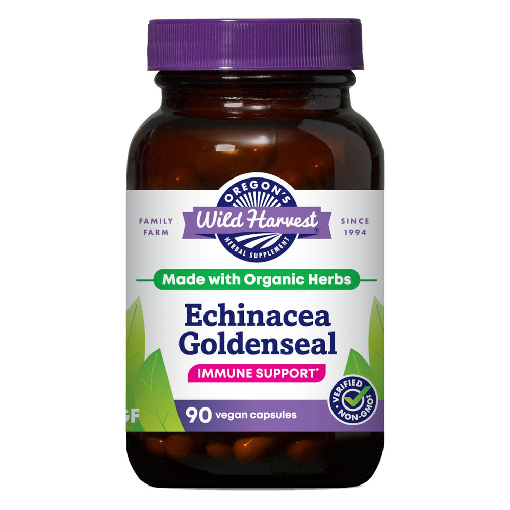 Oregon's Wild Harvest echinacea-goldenseal capsules bottle for daily immune support